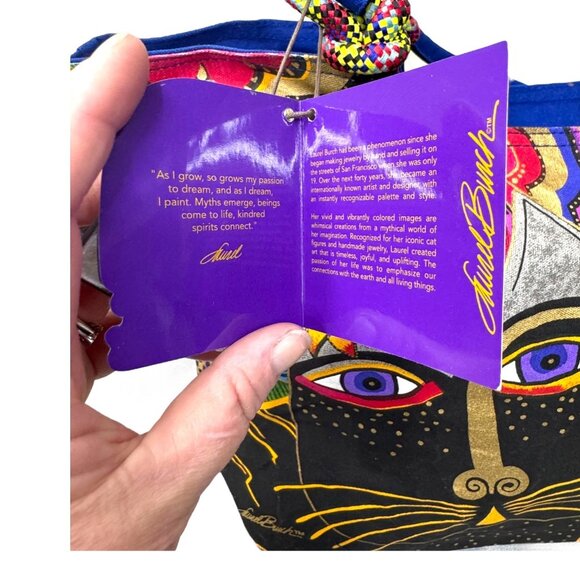 Laurel Burch Colorful Black Cat Shoulder Purse Pocketbook Canvas Tote Bag NEW - Picture 14 of 16